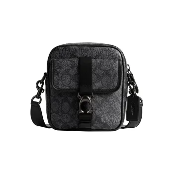 COACH PVC Messenger Bag, Shoulder Bag, Crossbody Bag Mini Men's Charcoal Black