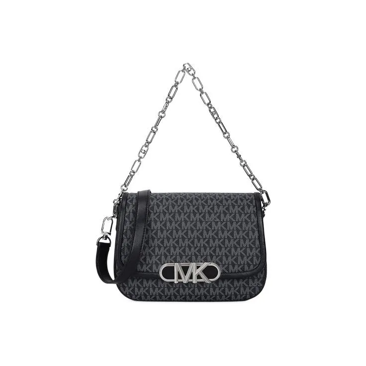 MICHAEL KORS PARKER PVC Messenger Bag Handbag Shoulder Bag Medium Size Women's Black & Gray-2
