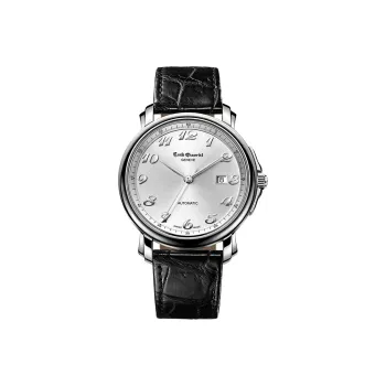 EMILE CHOURIET Automatic Mechanical Movement Men's Watches Watch 42 Silver Dial Stainless Steel Case Cow Leather Strap