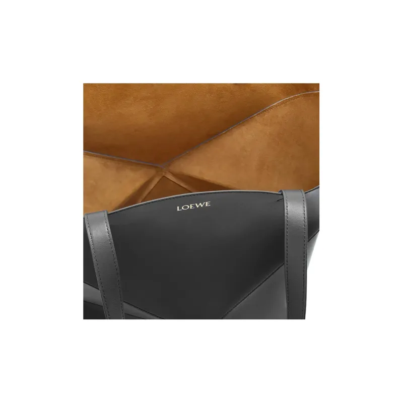 LOEWE Puzzle Shiny Cow Leather Tote Bag, Shopping Bag, Handbag Tubas Men's Black-5