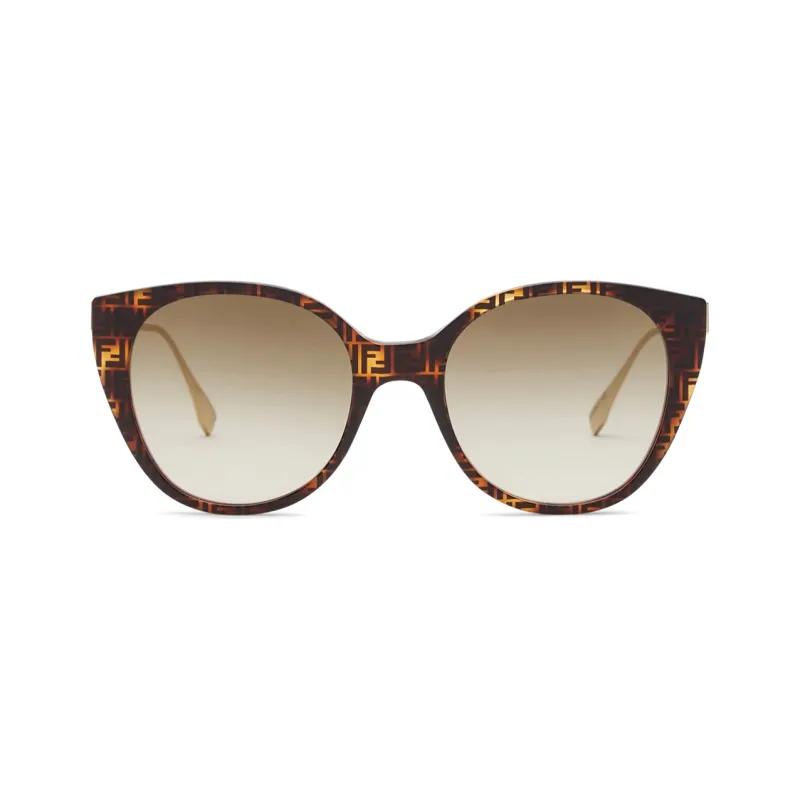FENDI Baguette Plastic Metal Irregular Shape Sunglasses Women's Brown-1