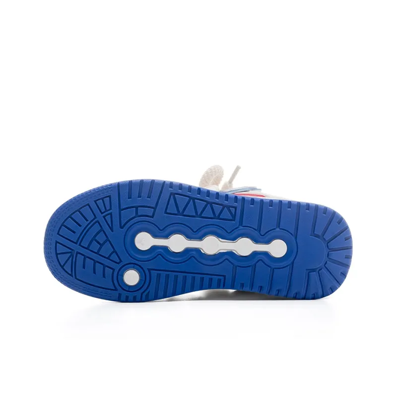 Warrior Anti Slip Wear Resistant Low Top Skateboard Shoes Women's White Blue Red-4