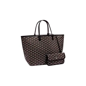 GOYARD Saint Louis Canvas With Calfskin Dog's Teeth Handbag Trumpets Unisex Black