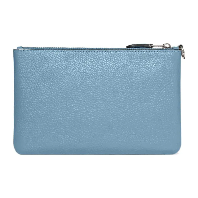 COACH Wristlet Leather Clutch Wrist Bag Small Size Women's Blue-1