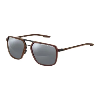 PORSCHE DESIGN Plate And Metal Square Sunglasses Men's Brown