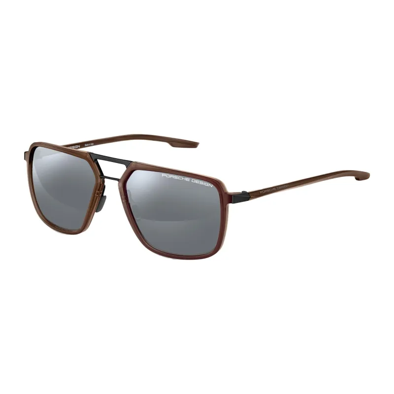 PORSCHE DESIGN Plate And Metal Square Sunglasses Men's Brown-0