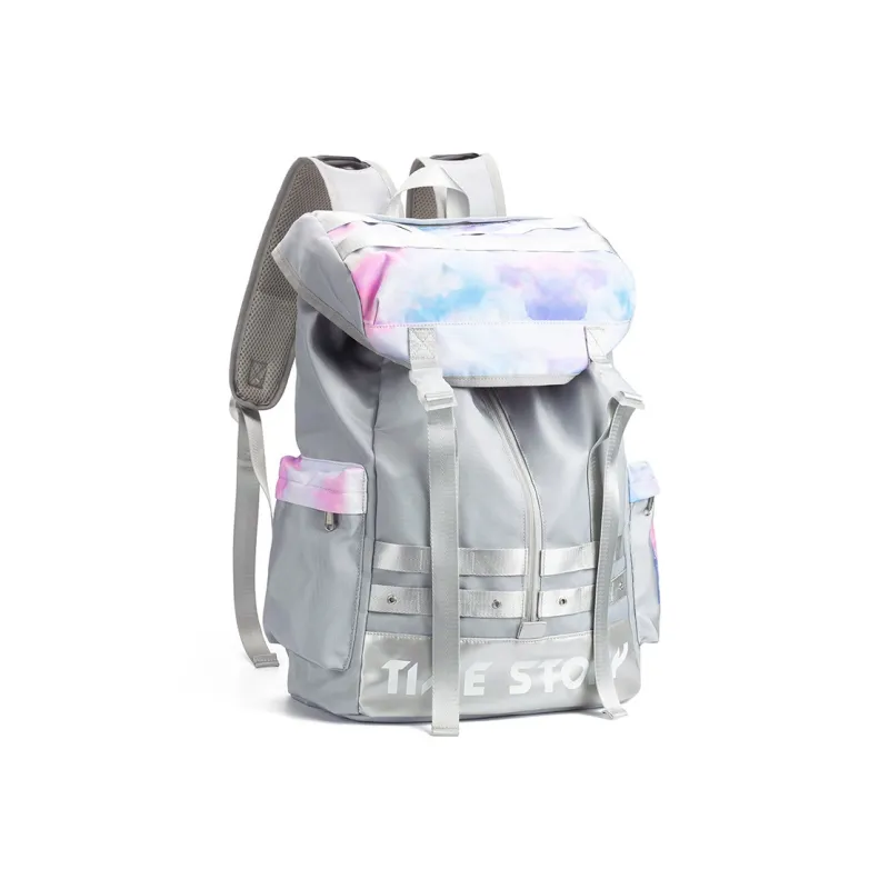 LOVERPUSS Polyester Backpack Large Size Unisex Iridescent Gray-1