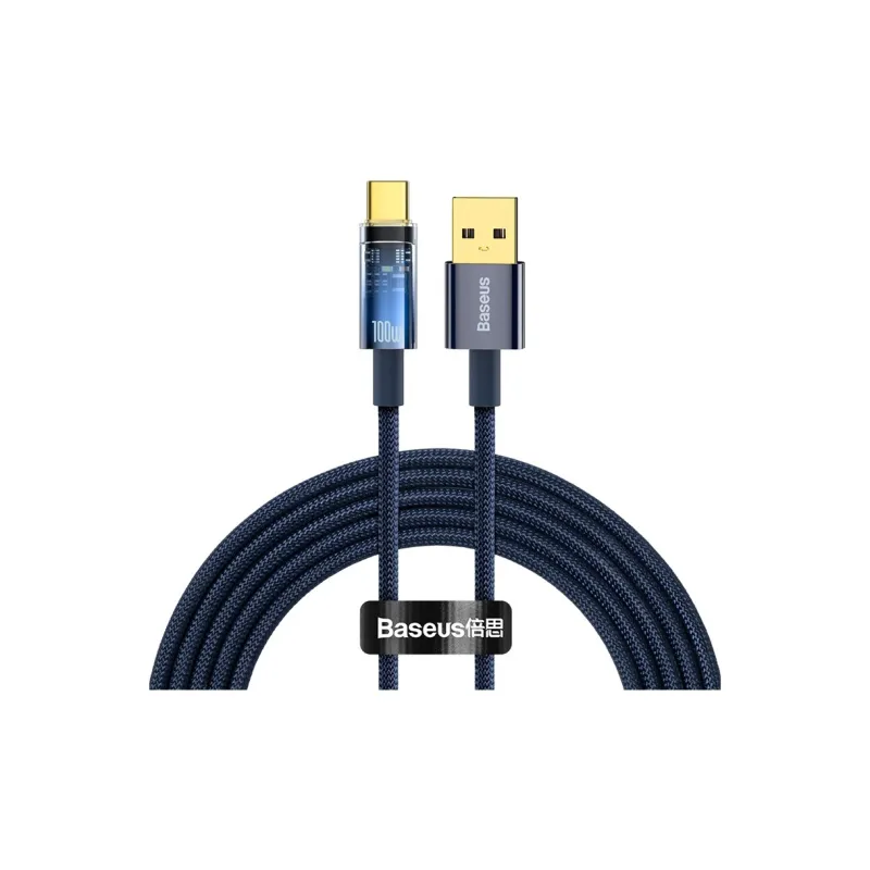 Baseus Type C To Type C USB A Explorer Collection Smart Power Bank Fast Charging Cable 100W 1/2 Meter Length-12