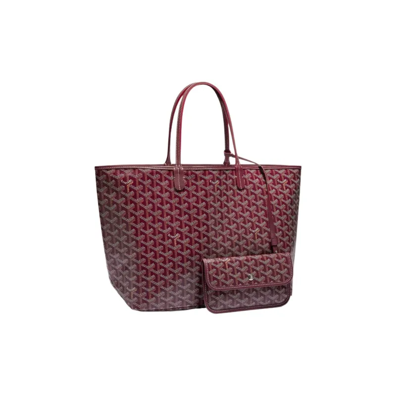 GOYARD Saint Louis Canvas Calfskin Tote Bag Shopping Bag Handbag Small Size Unisex Burgundy-0