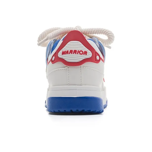 Warrior Anti Slip Wear Resistant Low Top Skateboard Shoes Women's White Blue Red-3