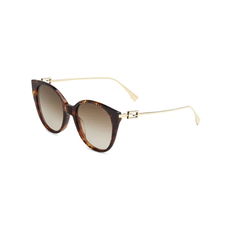 FENDI Baguette Plastic Metal Irregular Shape Sunglasses Women's Brown-0