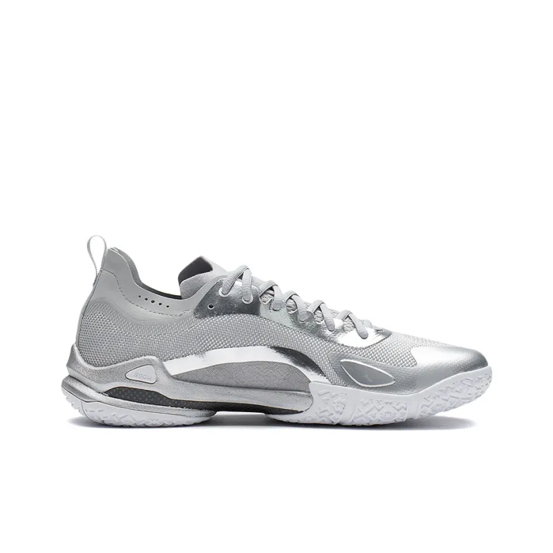 LiNing Sprint Pro Cushioned Wear Resistant Supportive Impact Resistant Low Top Badminton Shoes Unisex Silver-1