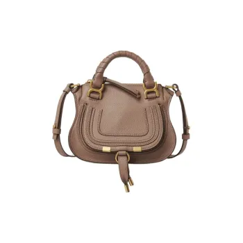 Chloe Marcie Grain Calfskin Shoulder Bag, Crossbody Bag, Handbag Mini Women's Wood Rose