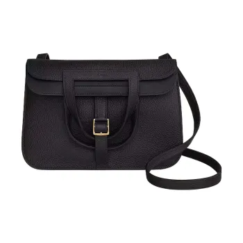 HERMES Halzan Clemence Bullock Leather Handbag Shoulder Bag Crossbody Bag Women's 3Y Velvet
