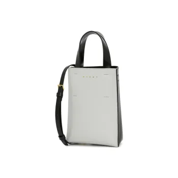 MARNI Cow Leather Tote Bag Shopping Bag Shoulder Bag Crossbody Bag Handbag Extra Mini Women's Black White