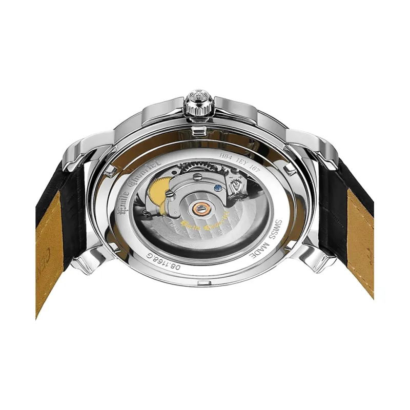 EMILE CHOURIET Automatic Mechanical Movement Men's Watches Watch 42 Silver Dial Stainless Steel Case Cow Leather Strap-3