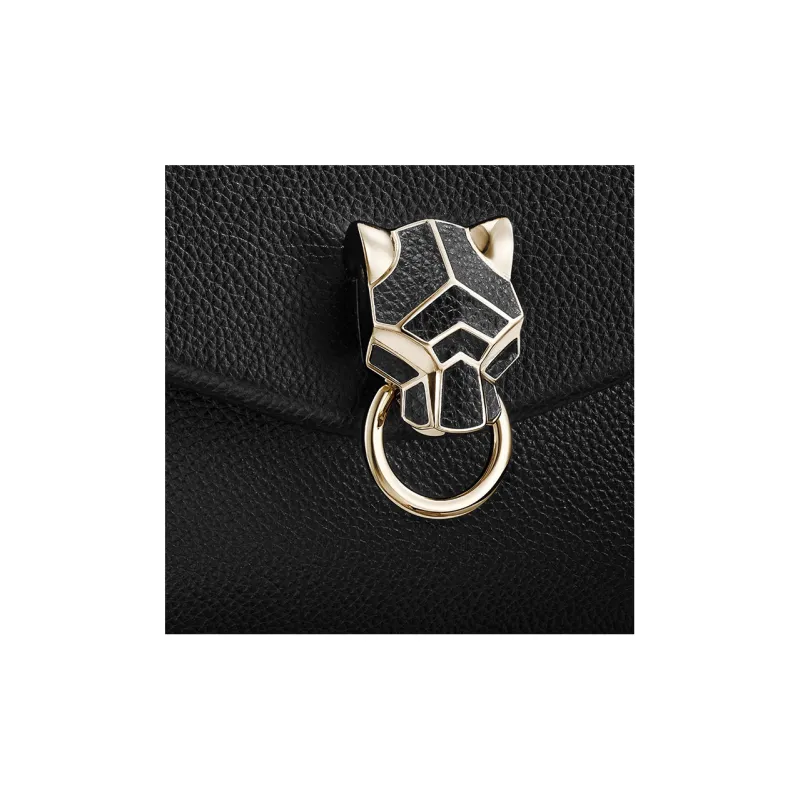 CARTIER Cow Leather Shoulder Bag Crossbody Bag Small Size Women's Black-3