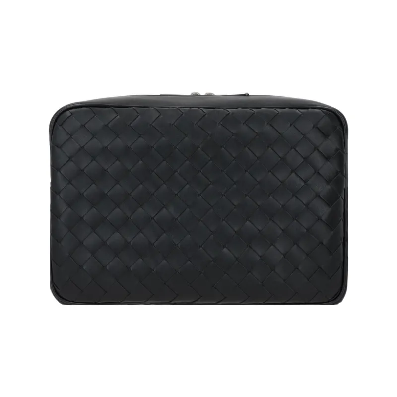 Bottega Veneta Camera Bag Medium Intrecciato Black-2