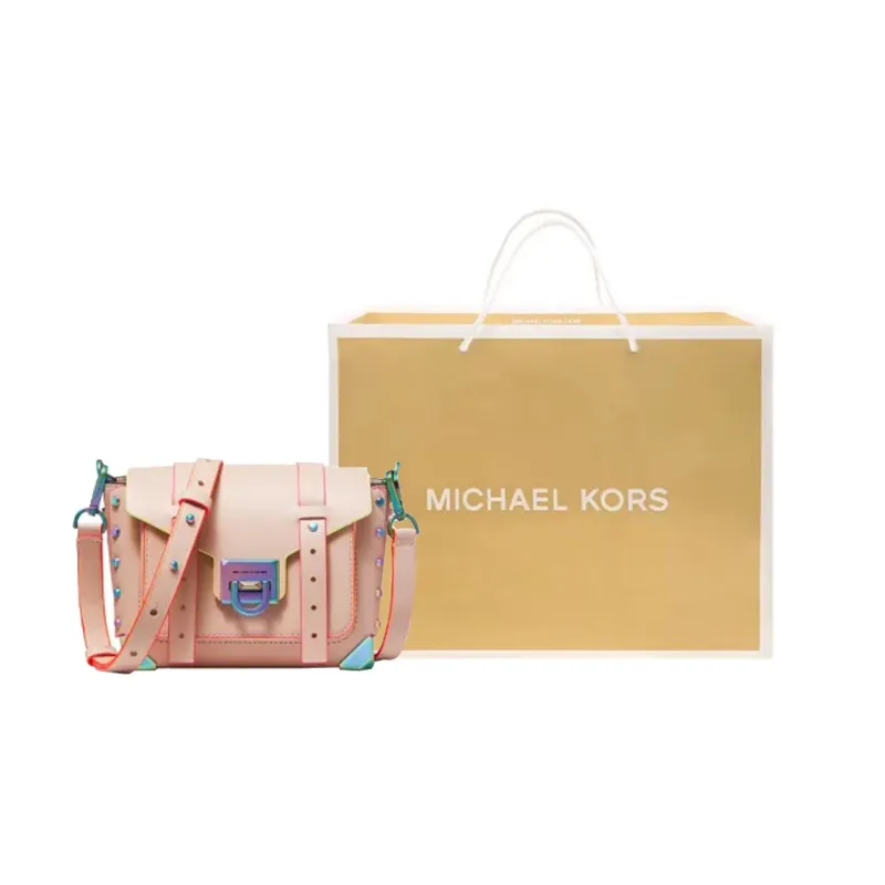 MICHAEL KORS Manhattan Cow Leather Satchel Bag, Shoulder Bag, Crossbody Bag Women's Nude Pink-0