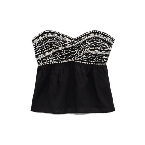 ZARA Strapless Tops Women's Black