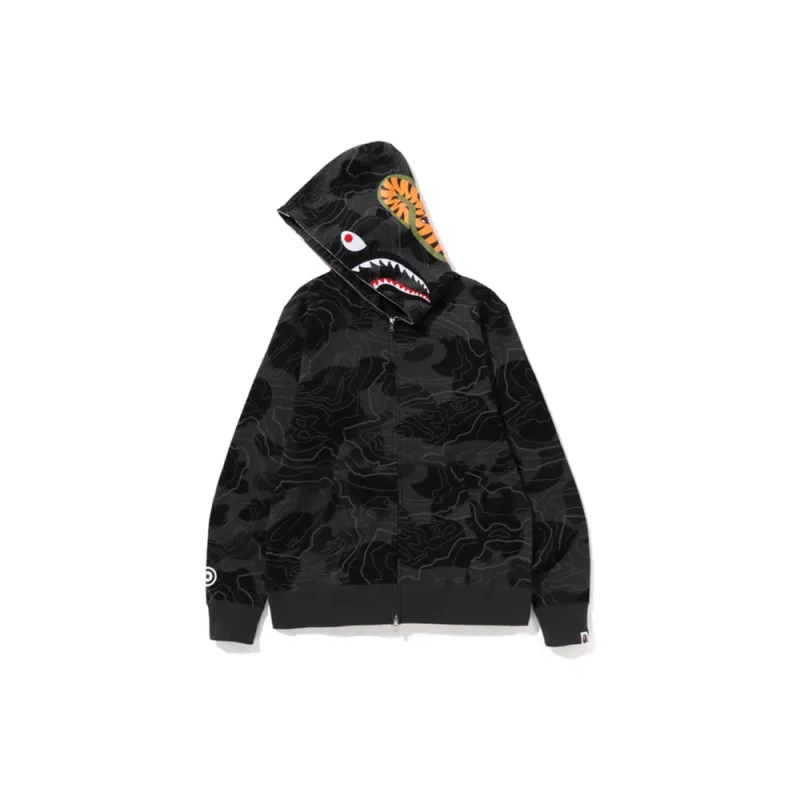 Bape Layered Line Camo Shark Full Zip Hoodie-3