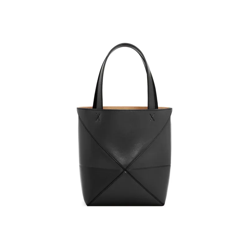 LOEWE Puzzle Fold Calfskin Tote Bag, Shopping Bag, Handbag Mini Men's Black-5