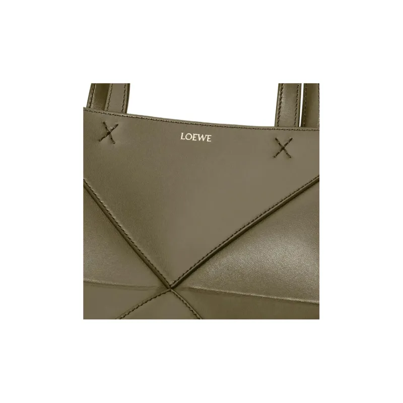 LOEWE Puzzle Fold Shiny Cow Leather Tote Bag, Shopping Bag, Handbag Mini Men's Dark Khaki Green-6
