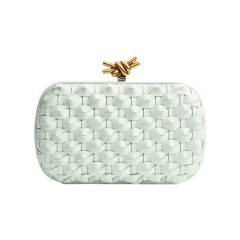 Bottega Veneta KNOT Calfskin Golden Mouth Bag Evening Clutch Bag Women's Glacier Blue