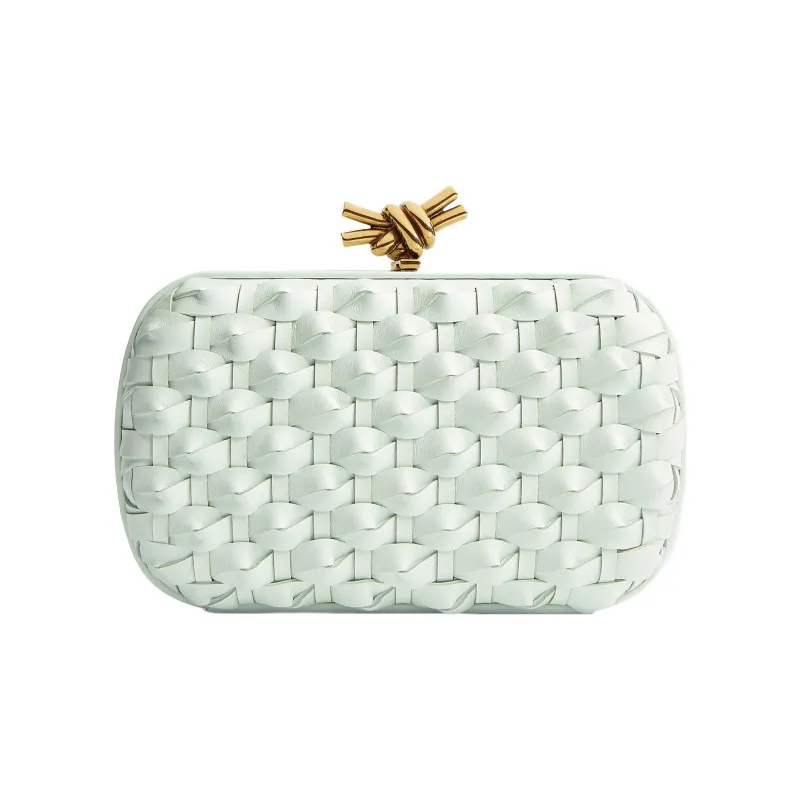 Bottega Veneta KNOT Calfskin Golden Mouth Bag Evening Clutch Bag Women's Glacier Blue-0