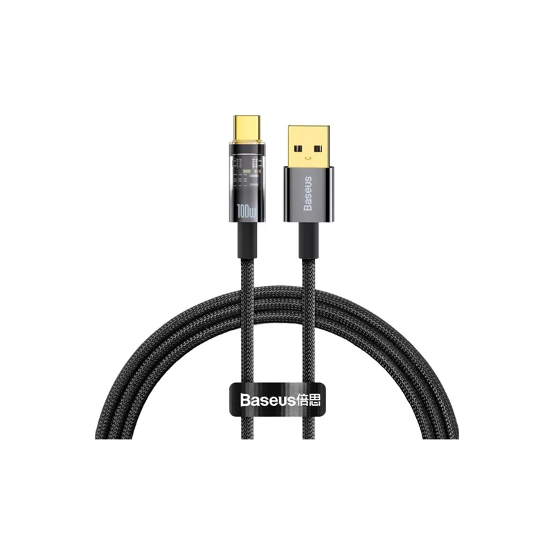 Baseus Type C To Type C USB A Explorer Collection Smart Power Bank Fast Charging Cable 100W 1/2 Meter Length-0