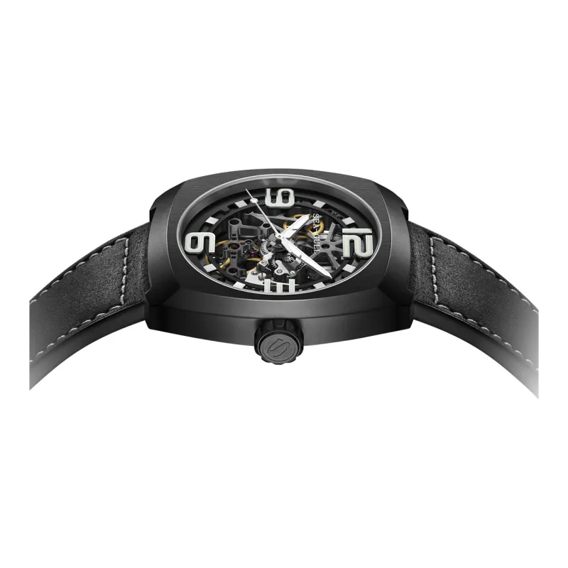 Sea Gull Street Fighter Collection Automatic Mechanical Movement Genuine Leather Strap Watch Men's Watches Cut Out Dial-11
