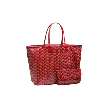 GOYARD Saint Louis Canvas Calfskin Tote Bag Shopping Bag Handbag Small Size Unisex Red