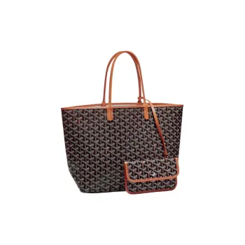 GOYARD Saint Louis Canvas With Calfskin Dog's Teeth Handbag Small Size Unisex Brown