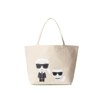 KARL LAGERFELD Canvas Bag, Tote Bag, Shopping Bag, Handbag, Shoulder Bag Women's Beige