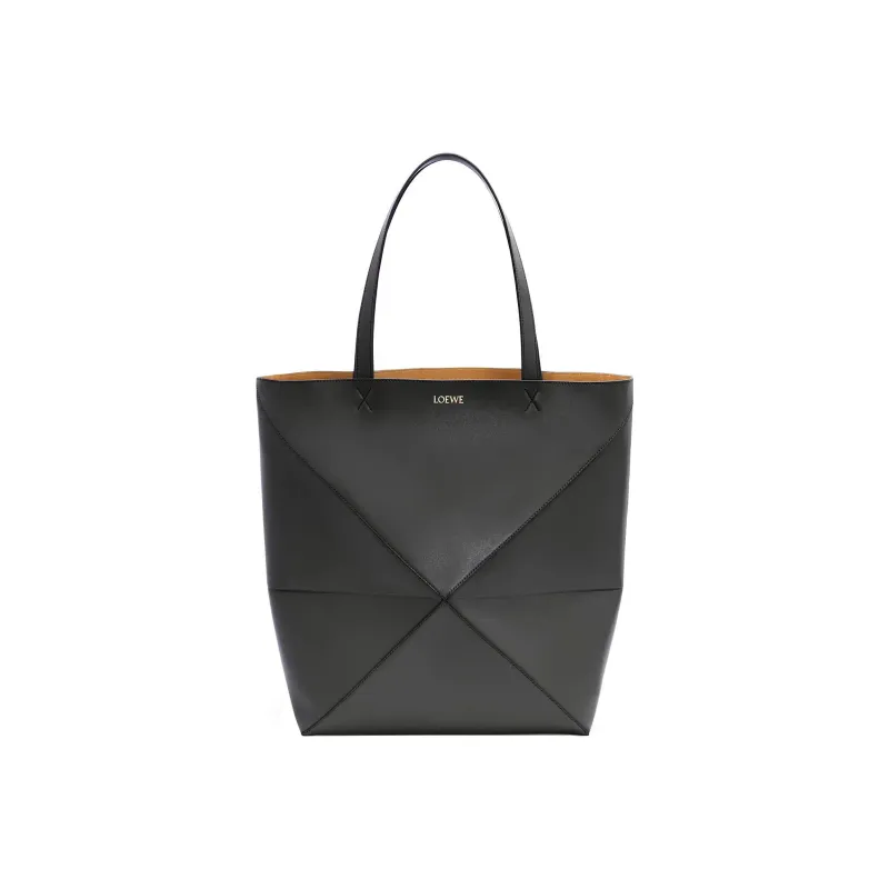 LOEWE Puzzle Shiny Cow Leather Tote Bag, Shopping Bag, Handbag Tubas Men's Black-0