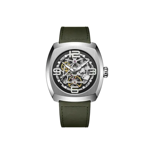 Sea Gull Street Fighter Collection Automatic Mechanical Movement Genuine Leather Strap Watch Men's Watches Cut Out Dial