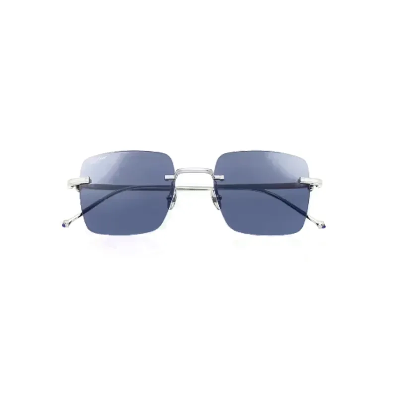 CARTIER Titanium Irregular Shape Eyeglass Frames Women's Silver-1