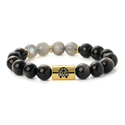 Rastaclat Silver Sheen Obsidian Little Lion National Style Bracelet Chain Unisex