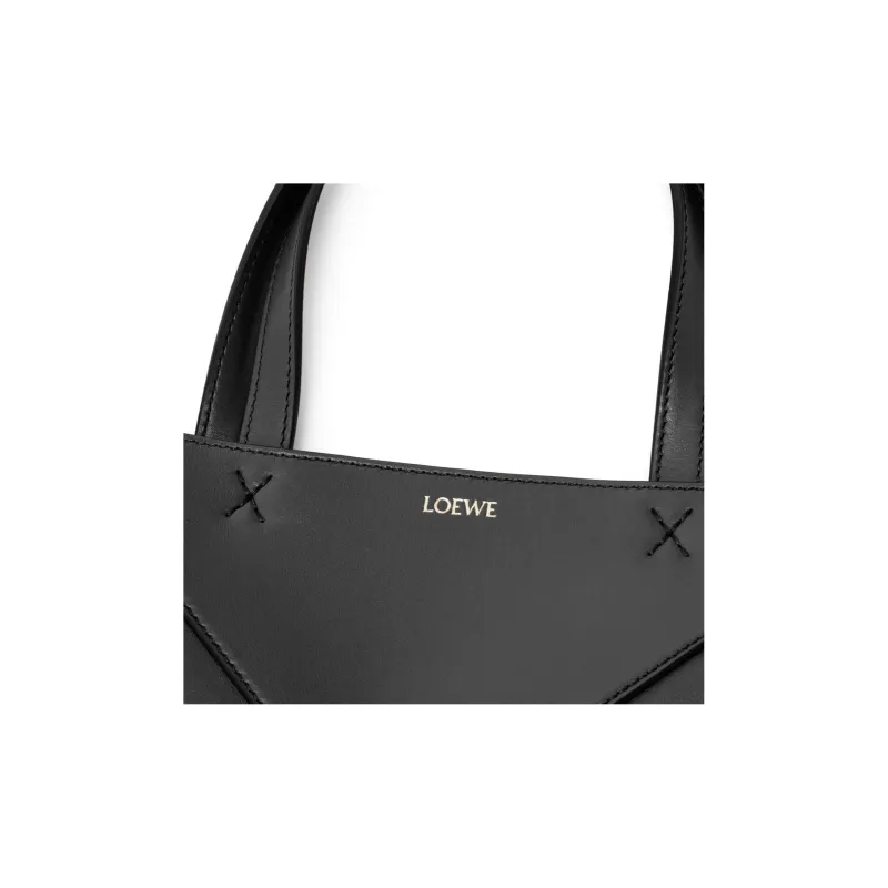 LOEWE Puzzle Fold Calfskin Tote Bag, Shopping Bag, Handbag Mini Men's Black-7