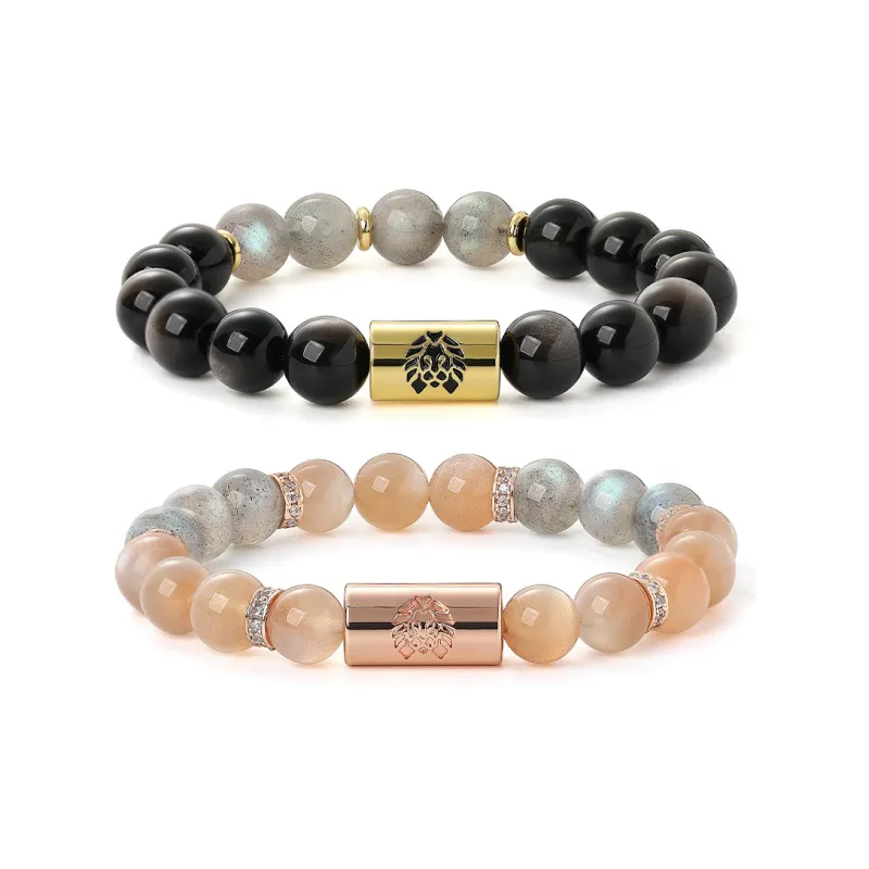 Rastaclat Silver Sheen Obsidian Little Lion National Style Bracelet Chain Unisex-2
