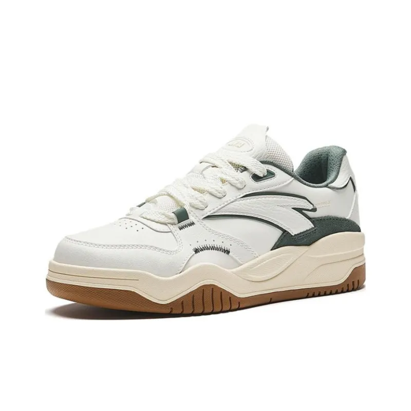 Anta Wave Shoes Slip Resistant Cushioning Low Top Skateboard Shoes Women's Ivory White Gray-1