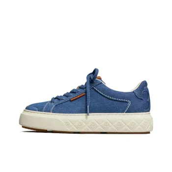 TORY BURCH Logo patch Lace up Denim Sneakers