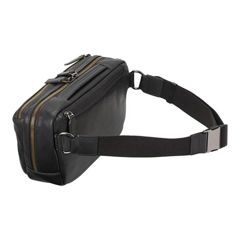 TUMI Leather Sling Bag Fanny Pack Regular Men's Black-3