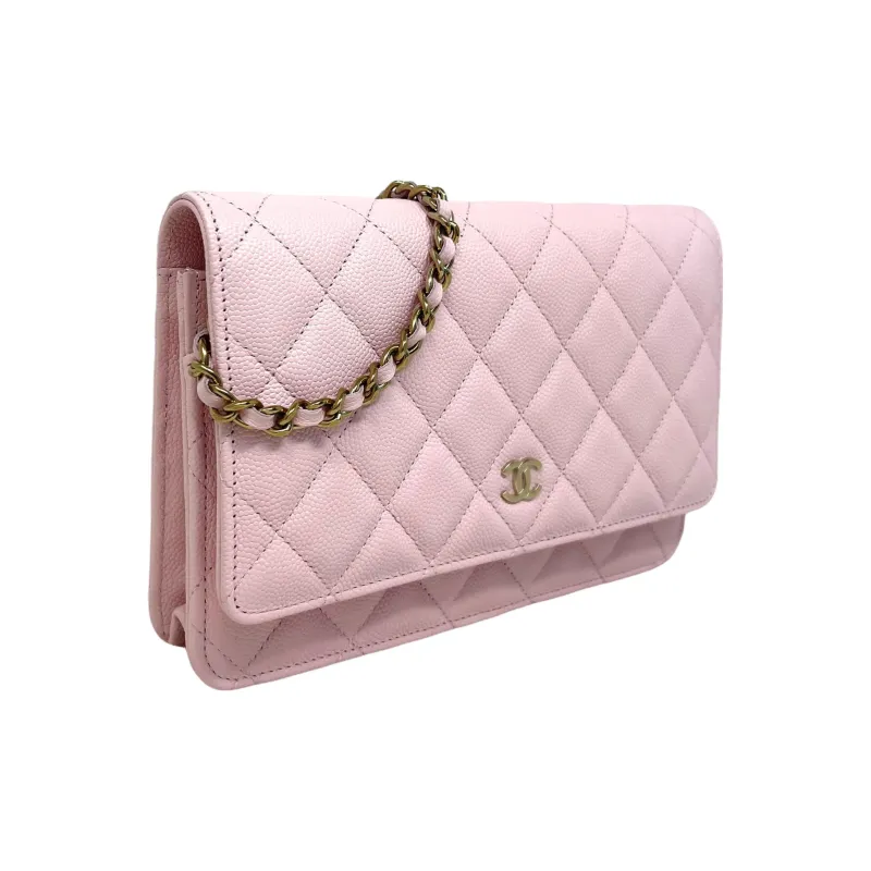 CHANEL WOC Grain Embossed Cow Leather Wallet On Chain, Shoulder Bag, Crossbody Bag Women's Pink-4
