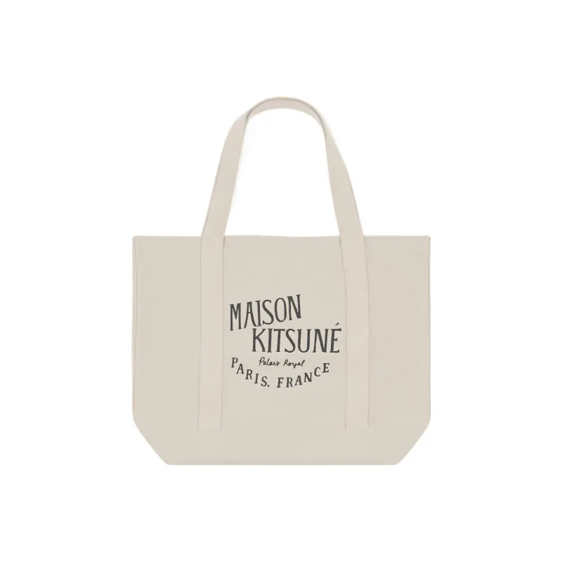 Maison Kitsune Cotton Tote Bag, Shopping Bag, Shoulder Bag, Handbag Regular Women's Beige-0