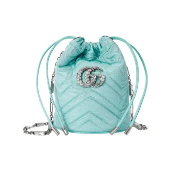 GUCCI GG Marmont Herringbone Cloud Fabric Bucket Bags Shoulder Bag Crossbody Bag Regular Women's Light Blue