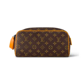 LOUIS VUITTON Dopp Kit Canvas With Leather Toiletry Bag Women's Brown