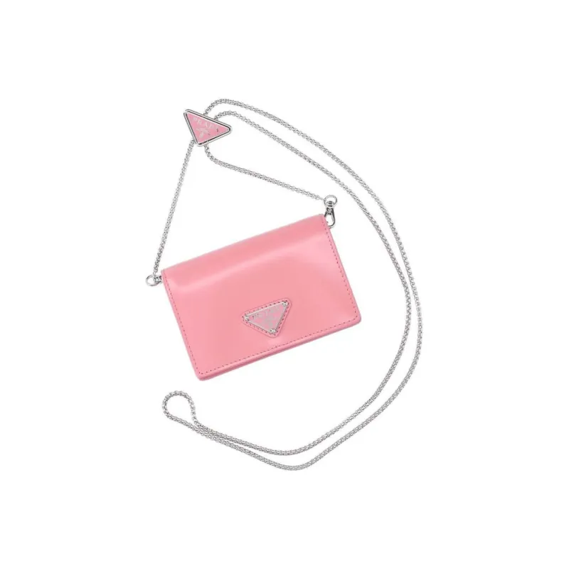 PRADA Calfskin Shoulder Bag Crossbody Bag Wallet Regular Women's Pink-3