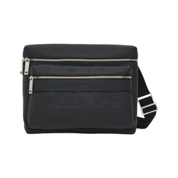 FERRAGAMO GANCINI Calfskin Crossbody Bag Shoulder Bag Men's Black