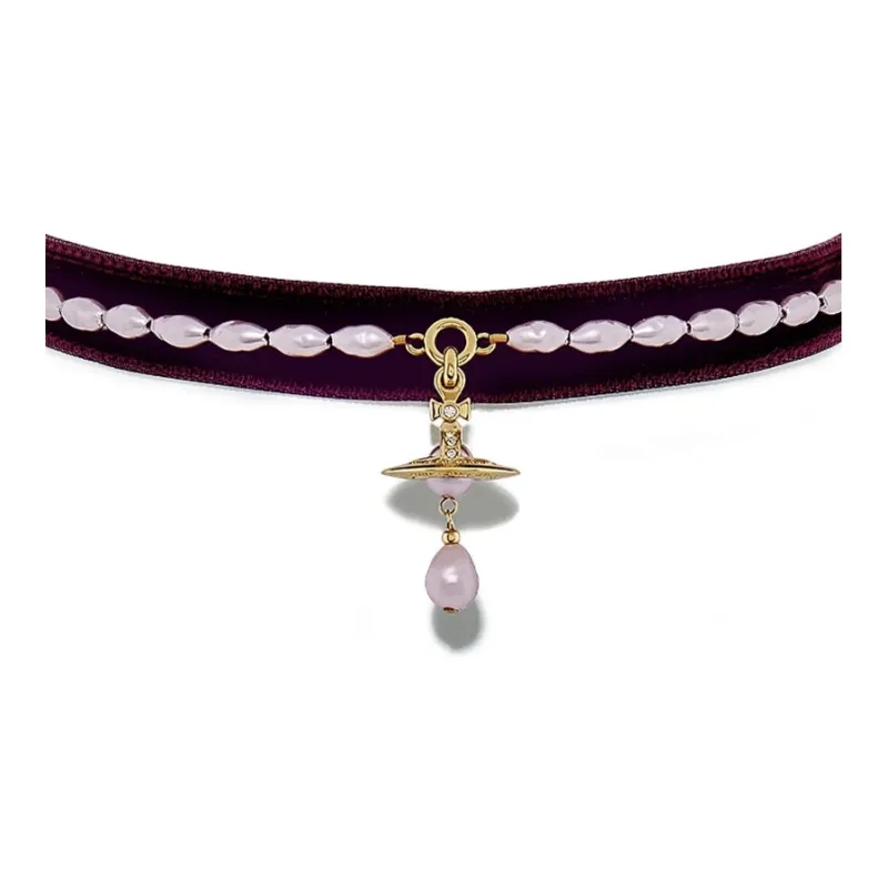 Vivienne Westwood Aleksa Crystal Necklaces Women's Dark Red-1